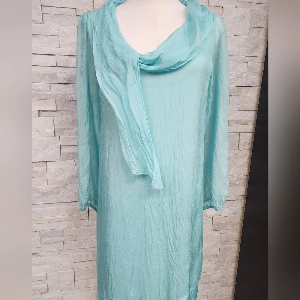 🇮🇹Viscose & Silk Light Blue Tunic Dress – Soch Paris – - Picture 2 of 8